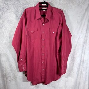 Vintage Sheplers Western Pearl Snap Shirt Mens tall 18-35 Red Long Sleeve
